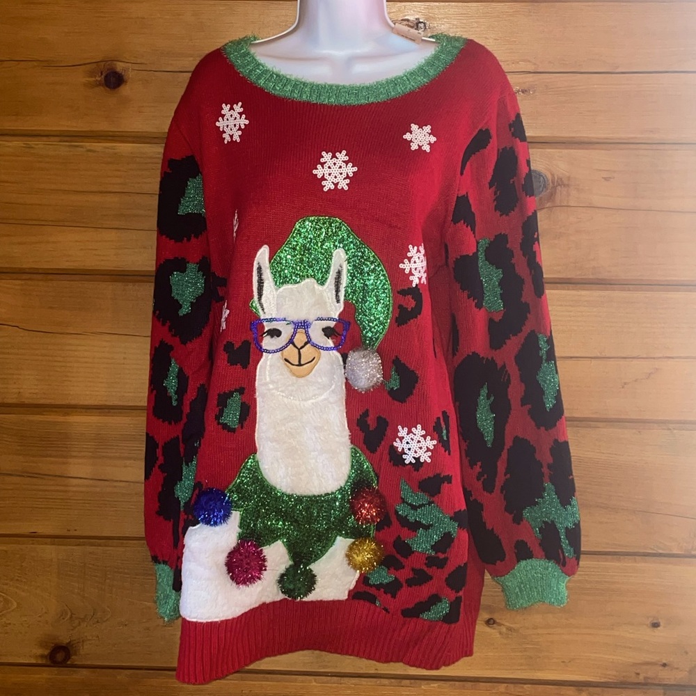 Llama ‘ugly’ Christmas sweater size large